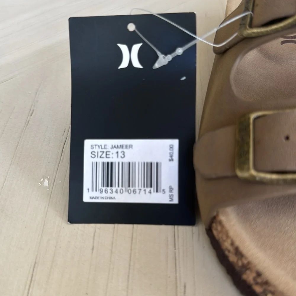 Hurley - Jameer Little Kid Unisex Footbed Sandals - Tan Size 13 NWT